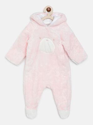 Hooded Faux Fur Babysuit-Front Opening